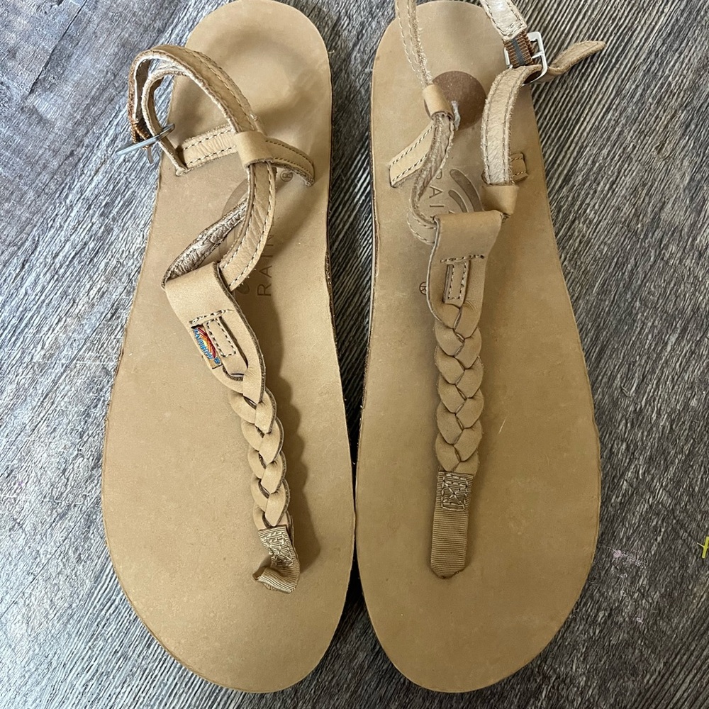 Rainbow Tan Braided Sandals